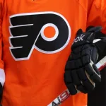 Philadelphia Flyers Uniform on display at NHL store in Midtown Manhattan.