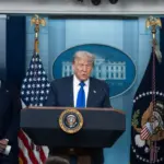 President Donald Trump as a press briefing in the White House press briefing room with at Pam Bondi United States Attorney General in Washington DC jun 27th 2025