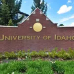 Red-brick sign marking the University of Idaho campus - Moscow^ Idaho^ USA