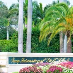 The entrance sign to President Donald Trump International Golf Club in West Palm Beach^ Florida USA on Feb 22^ 2019