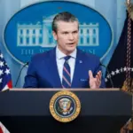 Pete Hegseth^ Defense Secretary^ speaks at a White House press briefing after a Black Hawk helicopter collided with American Airlines flight 5342 by DCA airport WASHINGTON – January 30 2025