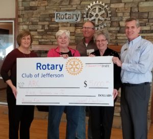 Jefferson Rotary donates to Greene County ARC. Photo courtesy of Jefferson Rotary
