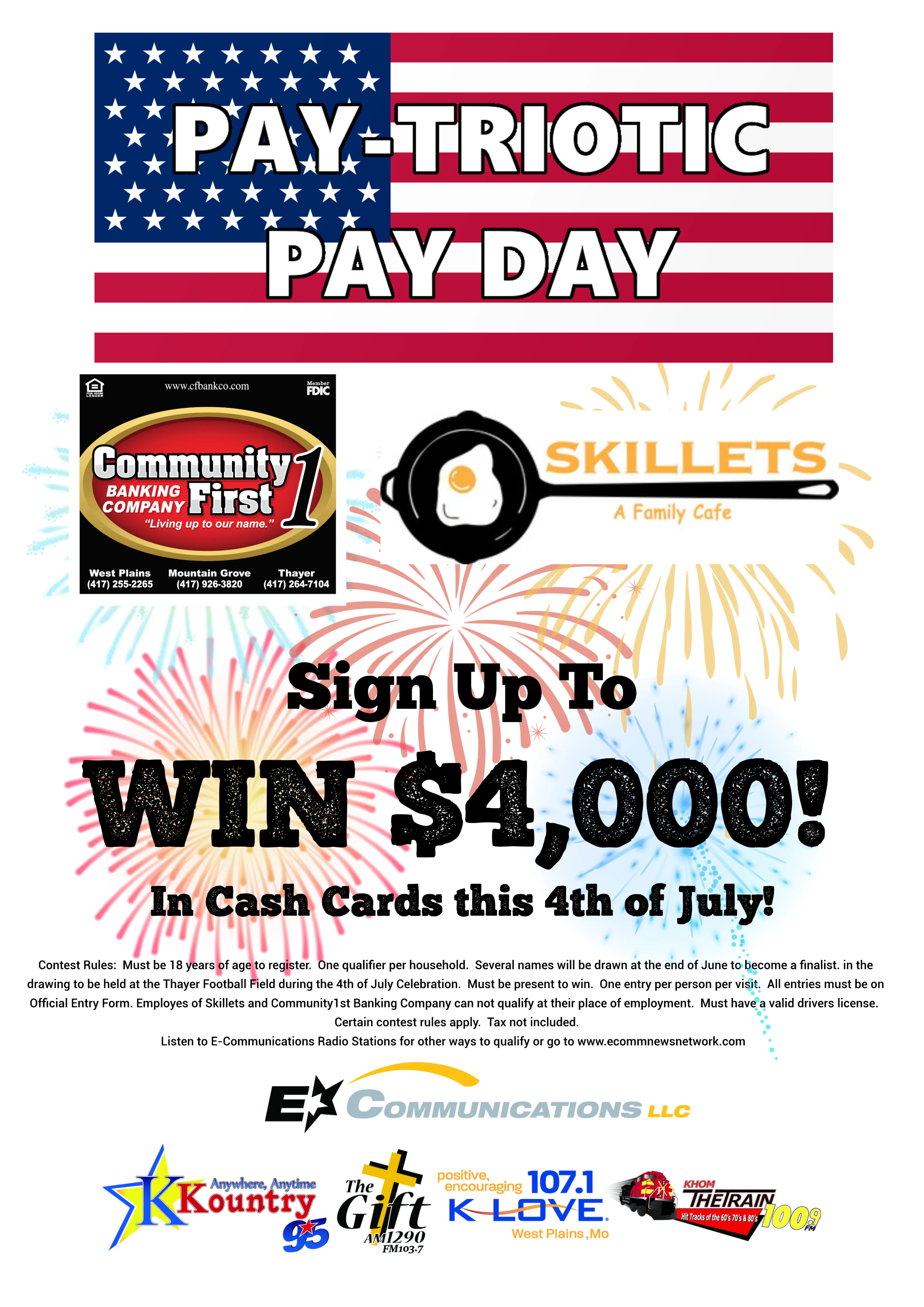 Pay-Triotic Pay Day……..Click Below for locations to register for your chance to win! 