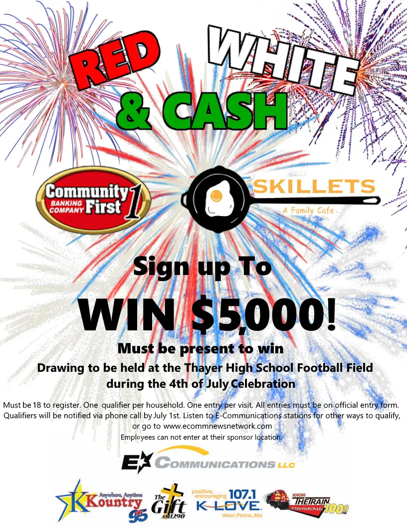 Red White and Cash…..Click below for sign up locations for your chance to win! 