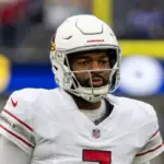 Arizona Cardinals quarterback Jacoby Brissett (7) warms up before an NFL football game against the Los Angeles Rams at SoFi Stadium^ in Inglewood^ Calif. on Sunday January 4^ 2026.