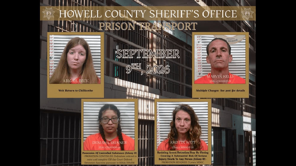 Five Howell County Inmates transported to Prison