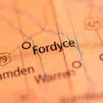 Map detailing the location of Fordyce. Arkansas. USA