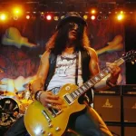 Guitarist Slash^ during his show of his solo turn^ at Fundição Progresso in the city of Rio de Janeiro^ Brazil. Rio de Janeiro^ April 6^ 2011