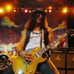 Guitarist Slash^ during his show of his solo turn^ at Fundição Progresso in the city of Rio de Janeiro^ Brazil. Rio de Janeiro^ April 6^ 2011