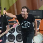 Pearl Jam with lead singer Eddie Vedder performs onstage at the 2016 New Orleans Jazz and Heritage Festival. New Orleans^ LA - April 23^ 2016