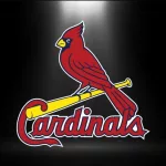 St. Louis Cardinals logo^ MLB Team^ Major League Baseball^ national League central division^ with black/spotlight background