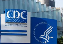 Closeup of the CDC logo seen at the Edward R. Roybal campus^ the headquarters of the Centers for Disease Control and Prevention (CDC) in Atlanta^ Georgia. Atlanta^ GA^ USA - June 15^ 2022