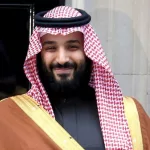 Saudi Crown Prince Mohammed bin Salman poses on the steps of number 10 Downing Street on March 7^ 2018 in London^ England. London^ United Kingdom - March 7^ 2018