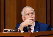 Senator Thom Tillis watches as the Senate Intelligence Committee examines the nomination of Kashyap Patel for Director of the Federal Bureau of Investigation. January 30^ 2025 - Washington DC
