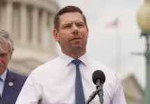 Rep. Eric Swalwell (D-CA) speaks at a news conference at the U.S Capital calling for the immediate release of Asim Khafoor who was arrested and jailed in the UAE. Washington^ DC – July 28^ 2022