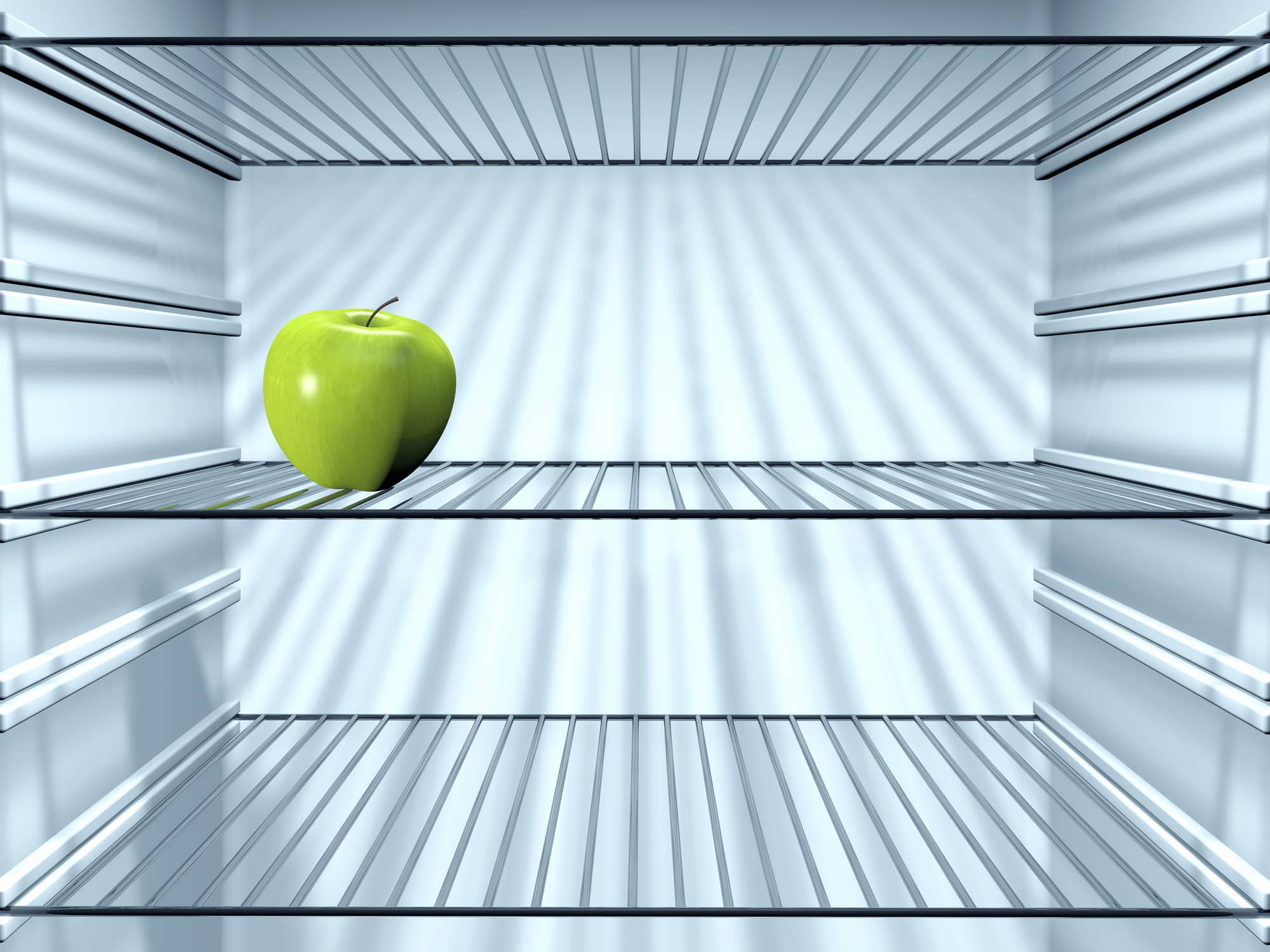 fresh-green-apple-in-an-empty-fridge