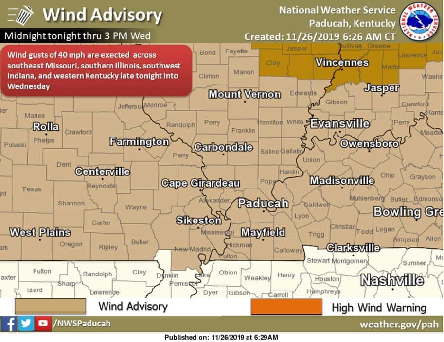 Wind Advisory In Effect Tuesday Night Through Wednesday WHVOFM
