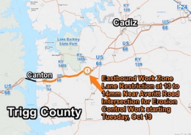Lane Restriction Along U.S. 68 In Trigg County Starts Tuesday - Vimarsana News