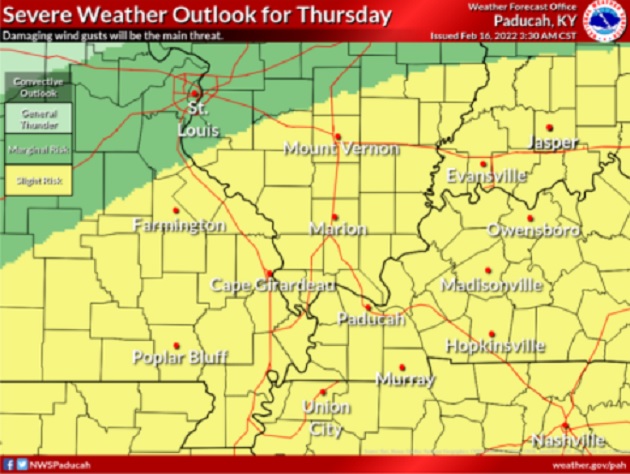 Slight Risk Of Severe Weather Across Western Kentucky Thursday | WHVO-FM