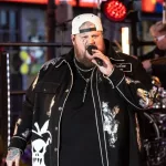 Jelly Roll on stage during 2024 New Year's celebration on Times Square in New York on December 31^ 2023