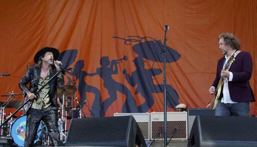 Chris and Rich Robinson of the Black Crowes performs at the 2022 New Orleans Jazz and Heritage Festival. New Orleans^ LA USA