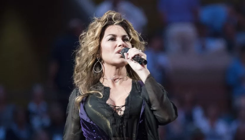 Shania Twain performs during opening ceremony at US Open Championships day 1 at Billie Jean King Tennis center. New York^ NY USA - August 28^ 2017: