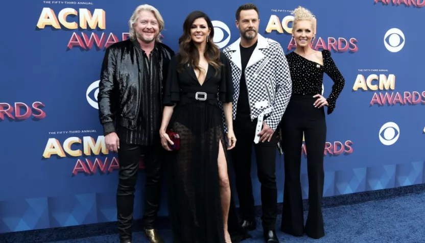 Phillip Sweet^ Karen Fairchild^ Jimi Westbrook Kimberly Schlapman of Little Big Town attend the 53rd Academy of Country Music Awards on April 15^ 2018 at MGM Grand in Las Vegas.