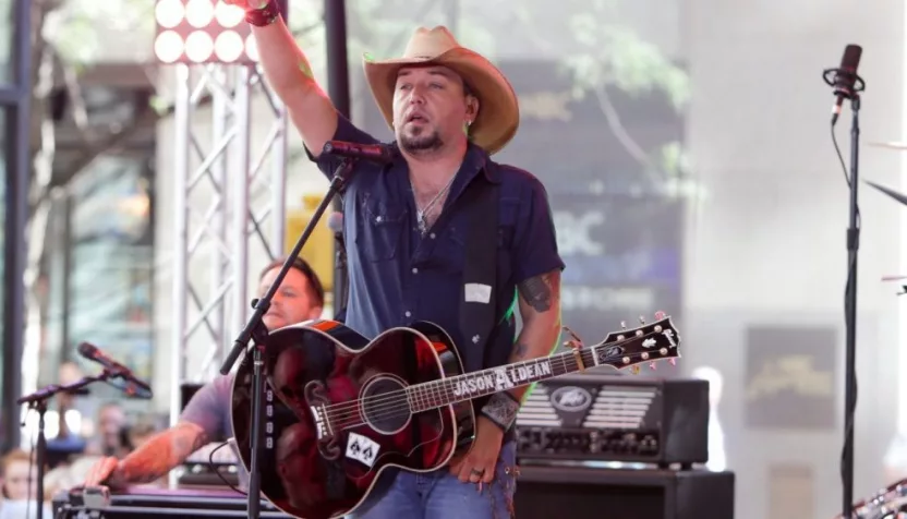 Jason Aldean performs onstage at NBC's 'Today Show' at Rockefeller Plaza July 31^ 2015 in New York City.