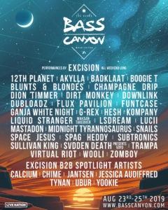 Lineup for music festival Bass Canyon