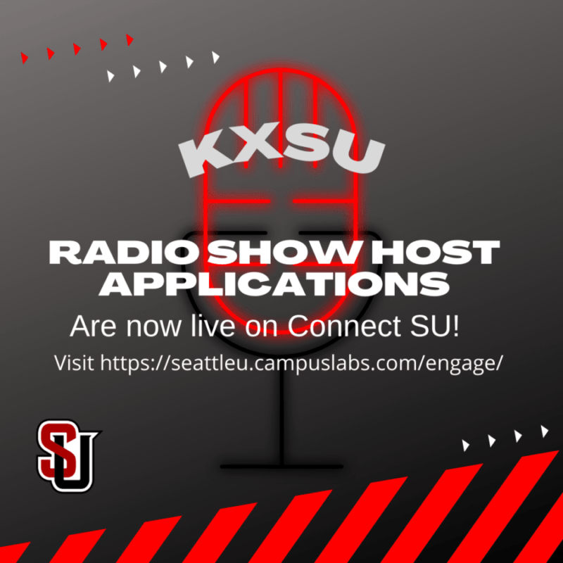 Flyer that promotes KXSU radio show host applications
