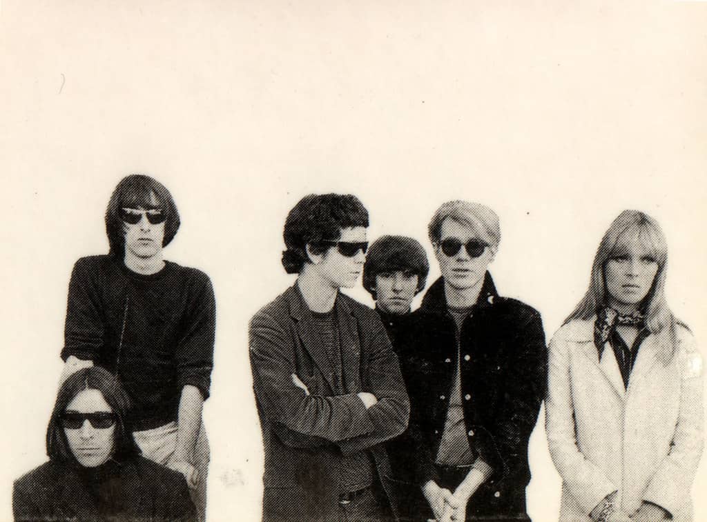 black and white photo of the band members of The Velvet Underground