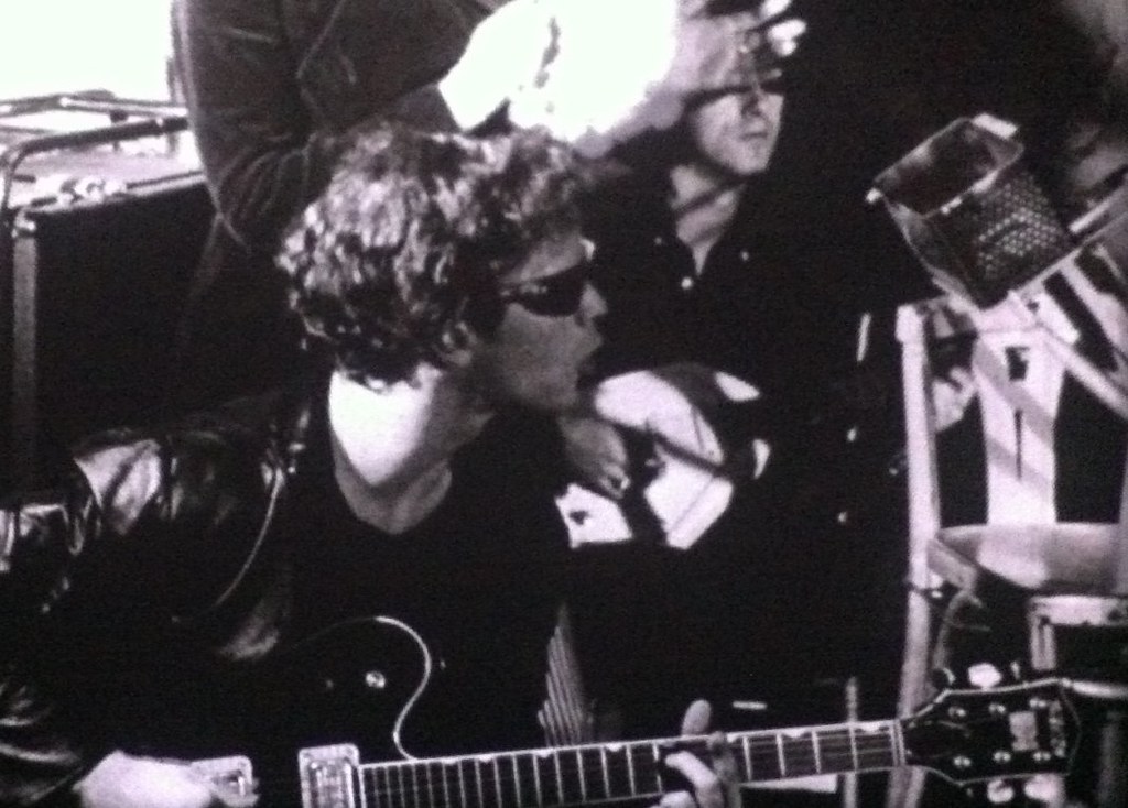 Black and white photo of Lou Reed with The Velvet Undergroun