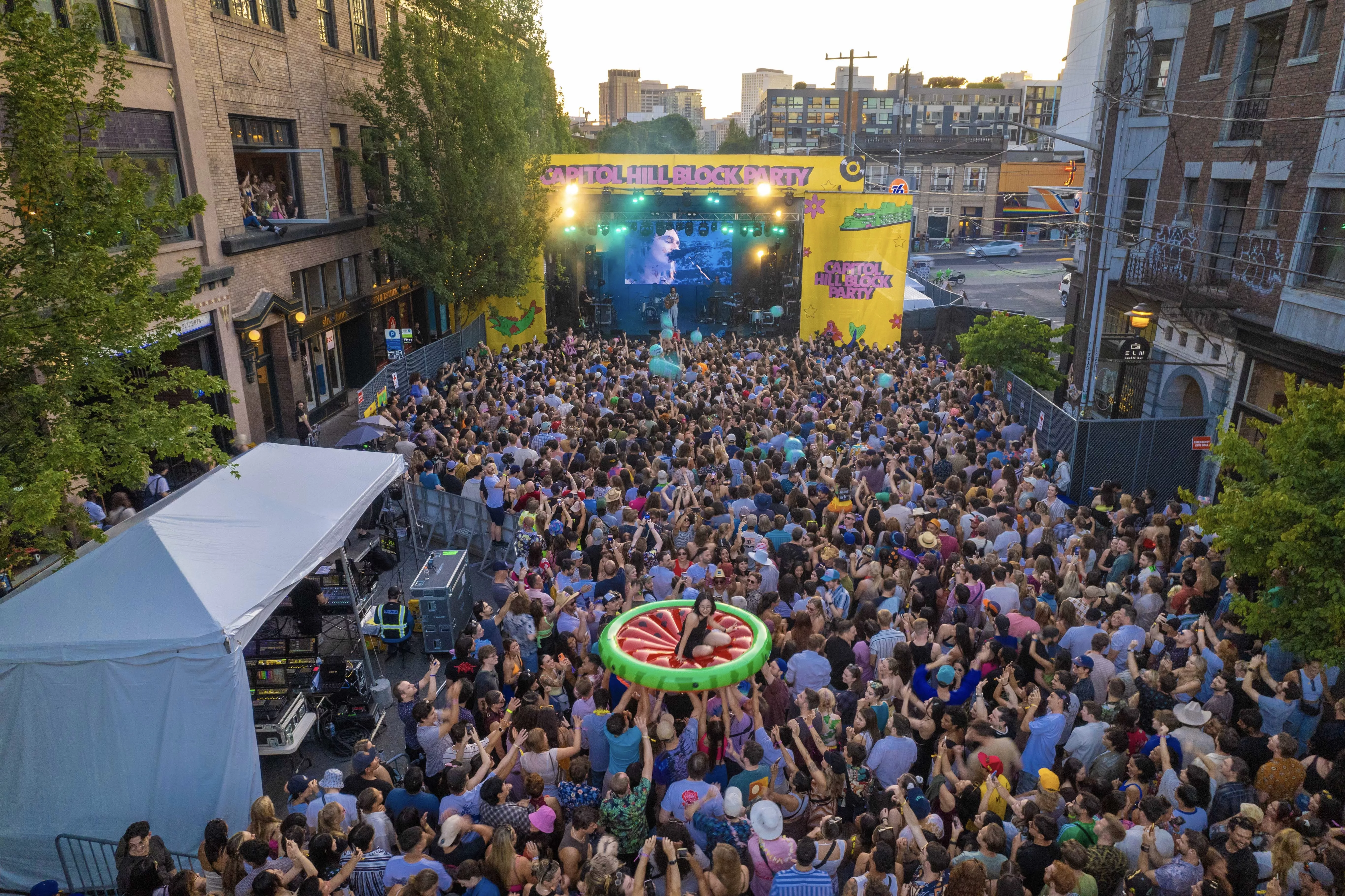Drone Shot of "Goth Babe" at Capitol Hill Block Party 2023.