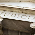 Close up of inscription above entrance to Supreme Court and Court of Appeal of Georgia in downtown Atlanta^ GA^ USA