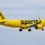 Spirit Airlines Airbus A320 prepares for landing at Chicago O'Hare International Airport. Chicago^ IL^ USA - March 24 2024