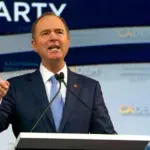 Senator Adam Schiff speaking at the Democratic Party Endorsing Convention in Long Beach^ CA. Long Beach^ CA - Nov 16^ 2019