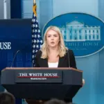 White House Press Secretary Karoline Leavitt speaks during the daily briefing in the Brady Briefing Room of the White House in Washington^ DC^ on July 7^ 2025. US