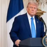 WASHINGTON – Feb. 24^ 2025: U.S. President Donald Trump speaks to reporters in a joint news conference at the White House.