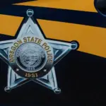 Oregon State Police star on the police car Salem^ Oregon^ USA - May 28th^ 2022