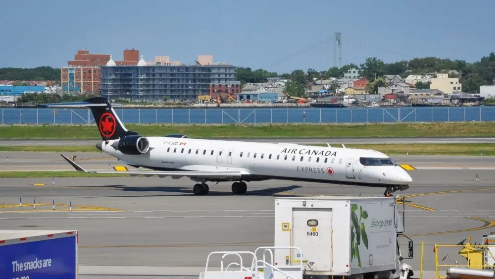 Air Canada Express plane seen at the tarmac of LaGuardia International Airport. LaGuardia Airport^ New York^ USA - August 8^ 2025