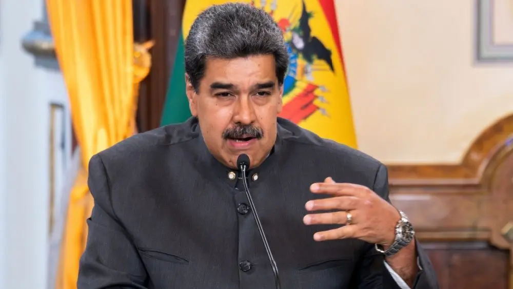 Venezuelan President Nicolás Maduro participates in a press conference at the Miraflores Palace^ the seat of government of Venezuela. Caracas^ Venezuela; April 20 2023