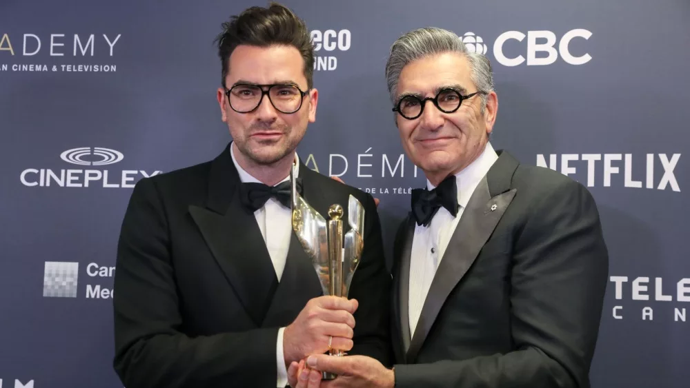 Daniel Levy and Eugene Levy^ Winners of Best Comedy Program or Series for "Schitt's Creek"^ at 2019 Canadian Screen Awards.