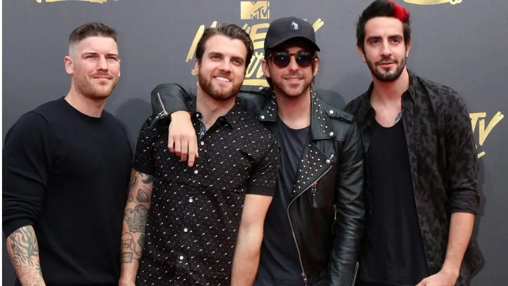 All Time Low^ Zack Merrick^ Rian Dawson^ Alex Gaskarth. Jack Barakat at the MTV Movie and Television Awards on the Shrine Auditorium on May 7^ 2017 in Los Angeles^ CA