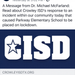 crowley-isd-lockdown-facebook-post