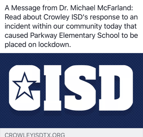 crowley-isd-lockdown-facebook-post