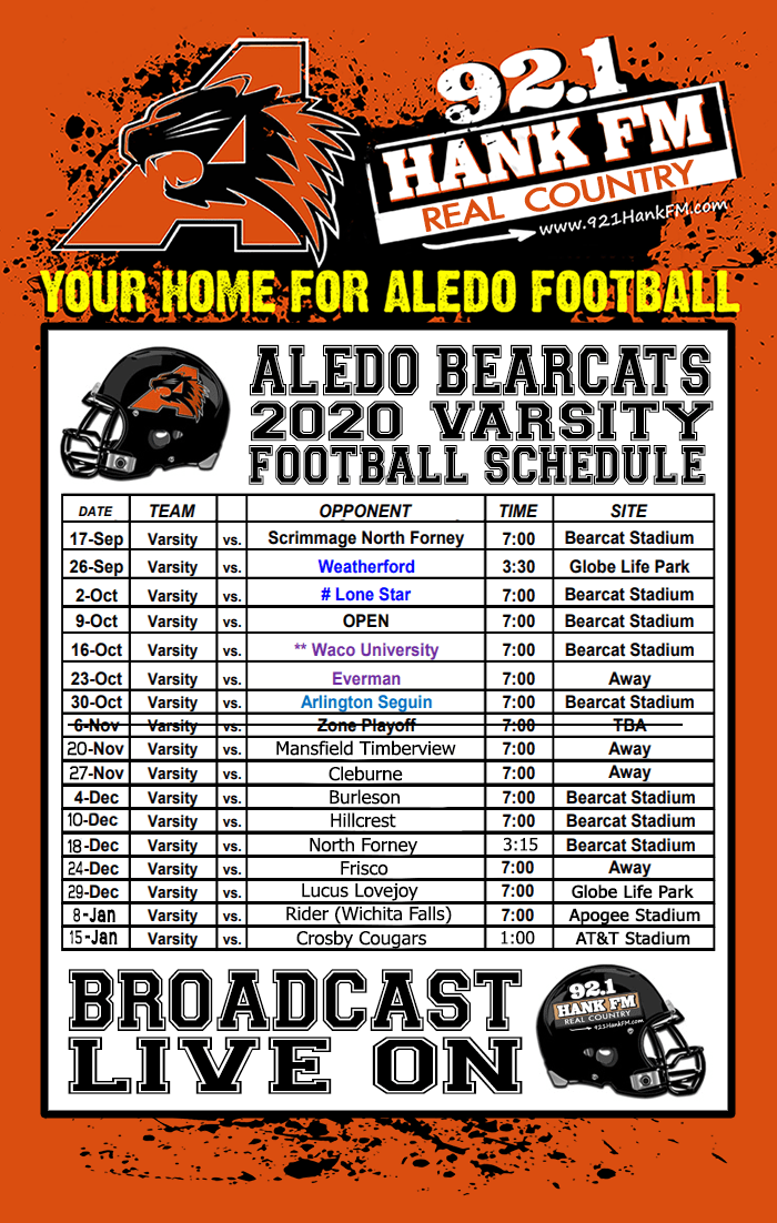 Aledo Football Schedule 2022 Aledo Football On 92.1 Hank Fm | Ktfw-Fm
