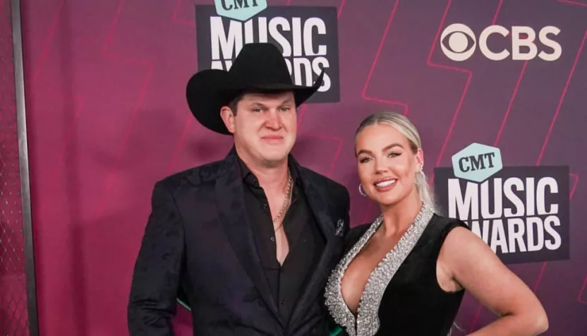 Jon Pardi (L) and his wife Summer attend the 2023 CMT Music Awards at Moody Center on April 2^ 2023 in Austin^ Texas.