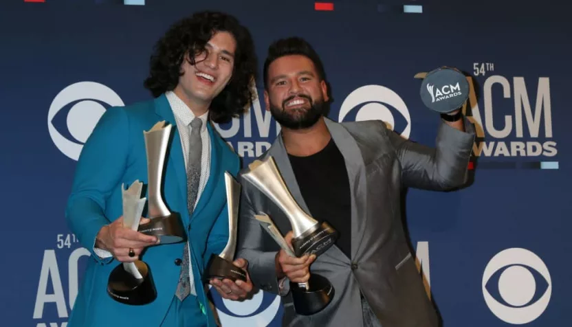 Dan Smyers^ Shay Mooney^ Dan + Shay at the 54th Academy of Country Music Awards at the MGM Grand Garden Arena on April 7^ 2019 in Las Vegas^ NV