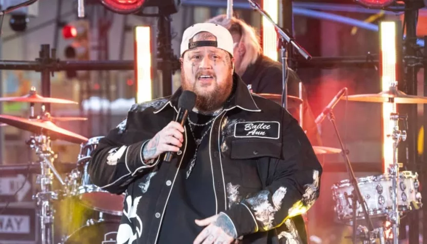 Jelly Roll performs on stage during 2024 New Year's celebration on Times Square in New York on December 31^ 2023.