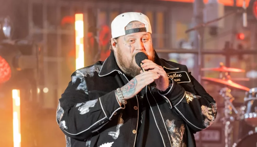 Jelly Roll performs on stage during 2024 New Year's celebration on Times Square in New York on December 31^ 2023.